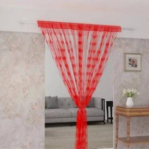 Romantic Red Heart String Curtain | Decorative Tassel Fringe Doorway & Room Divider Curtain