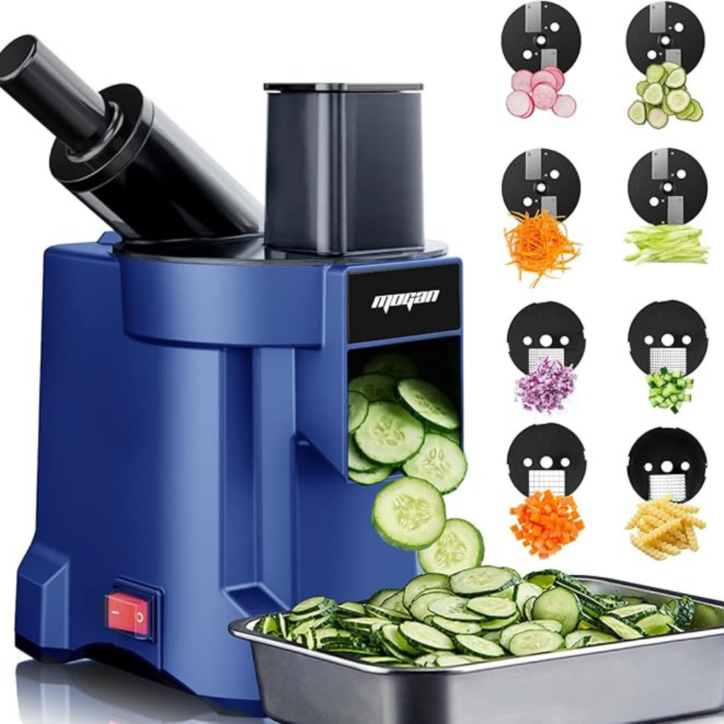Mogan Multi-Functional Electric Vegetable Slicer & Shredder | Automatic Food Cutter with Multiple Blade Discs